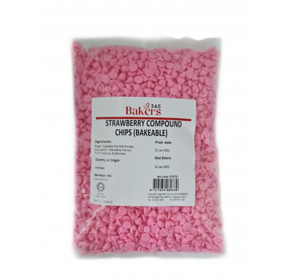 Strawberry Compound Chips (Bakeable) 1kg